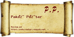 Pakó Péter névjegykártya